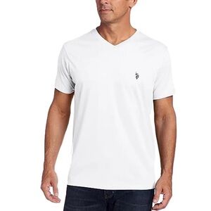 U.S Polo Assn White Stretch V-Neck Comfort T-Shirt Sz Med
